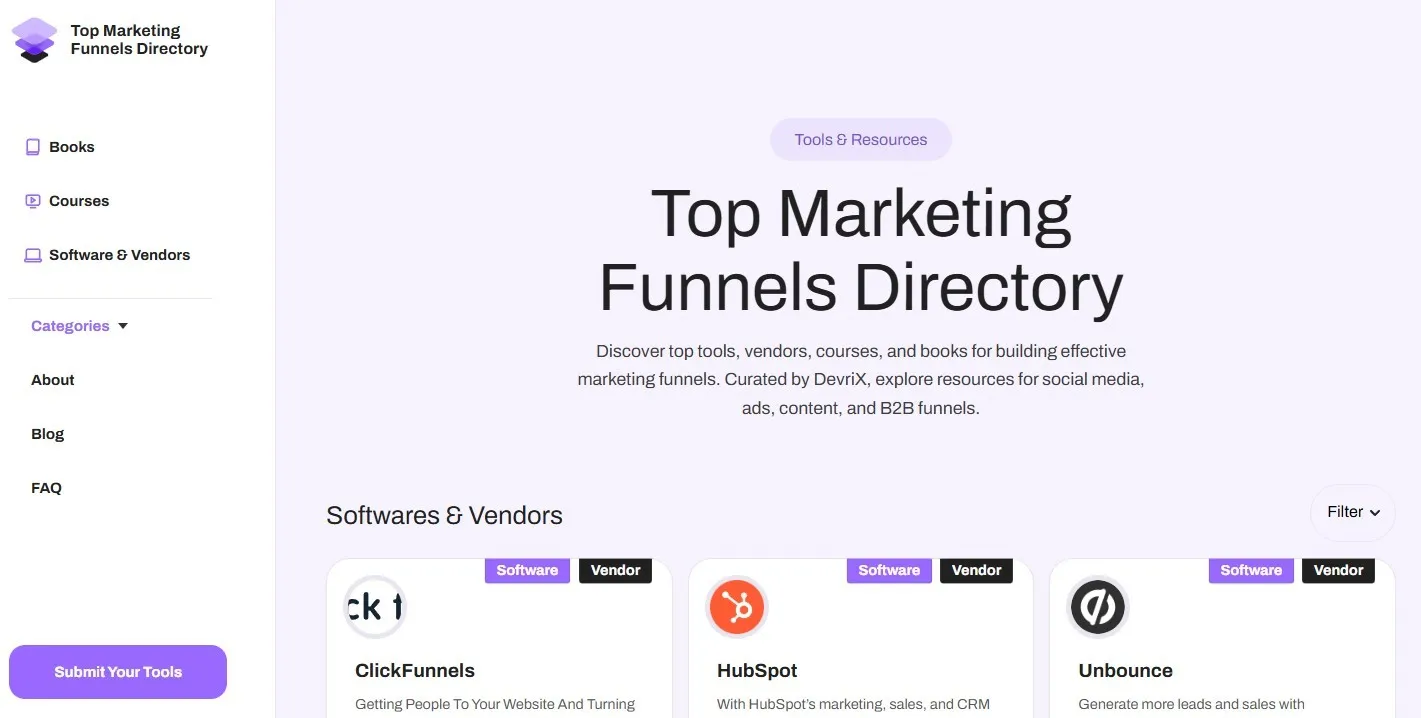 Image attached to the Top Marketing Funnels Directory update